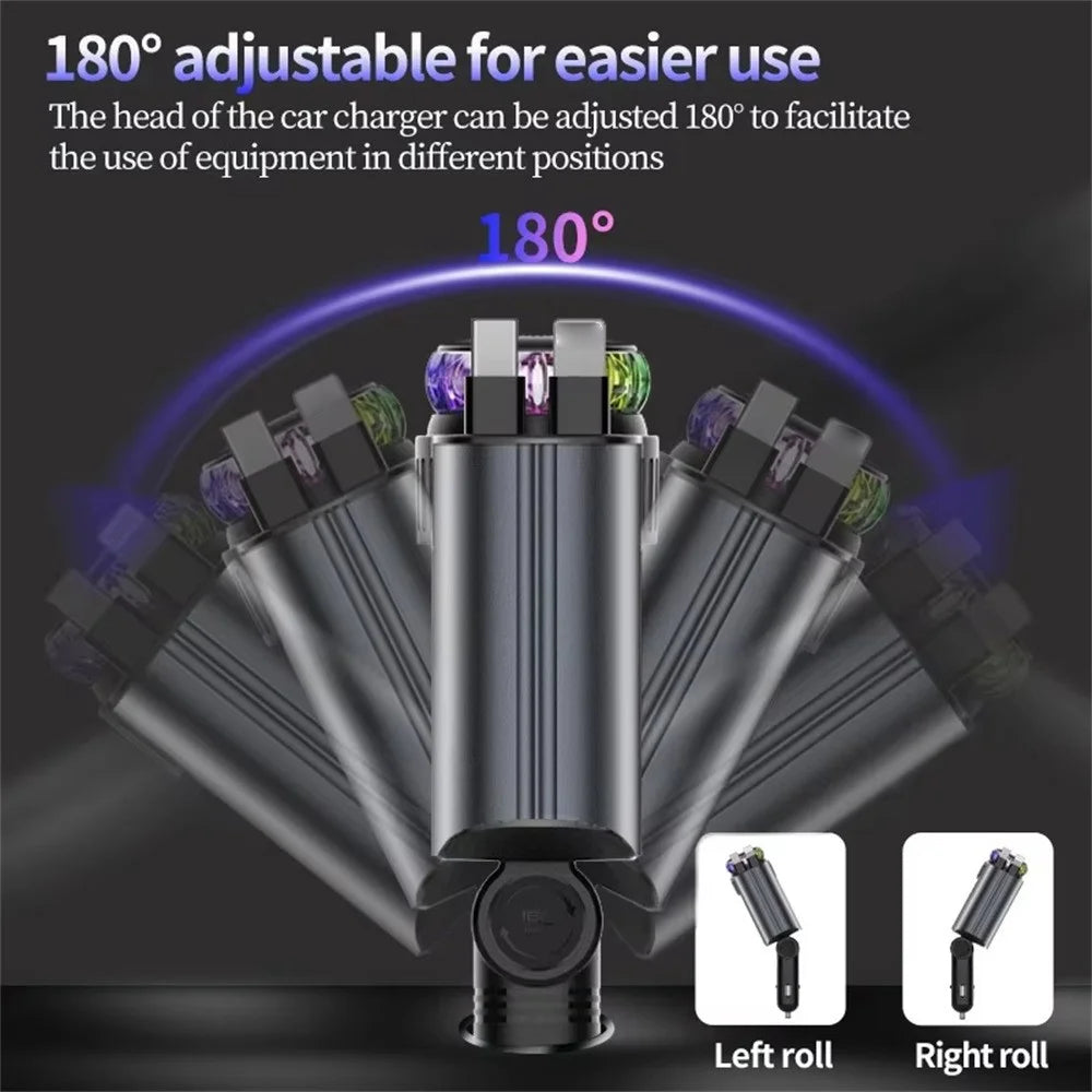 D1 Red Light Multifunction PD 45W Car Charger with iP  /  Type C Retractable Cable Star Projector Aromatherapy Diffuser - 5