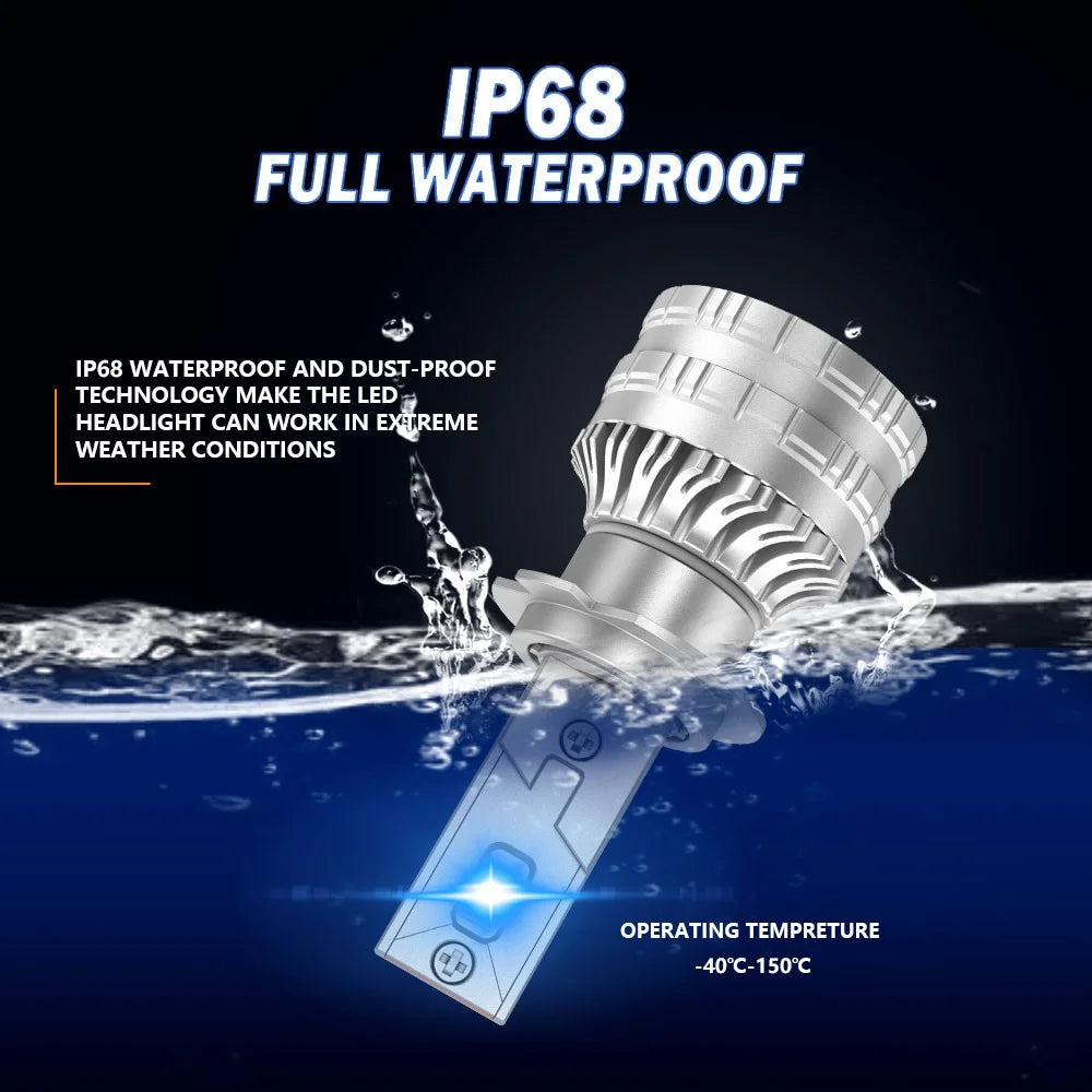 K9S 1 Pair H7 LED Headlight Bulbs 6000K IP68 Waterproof Aluminum Alloy Car Headlamps - 4