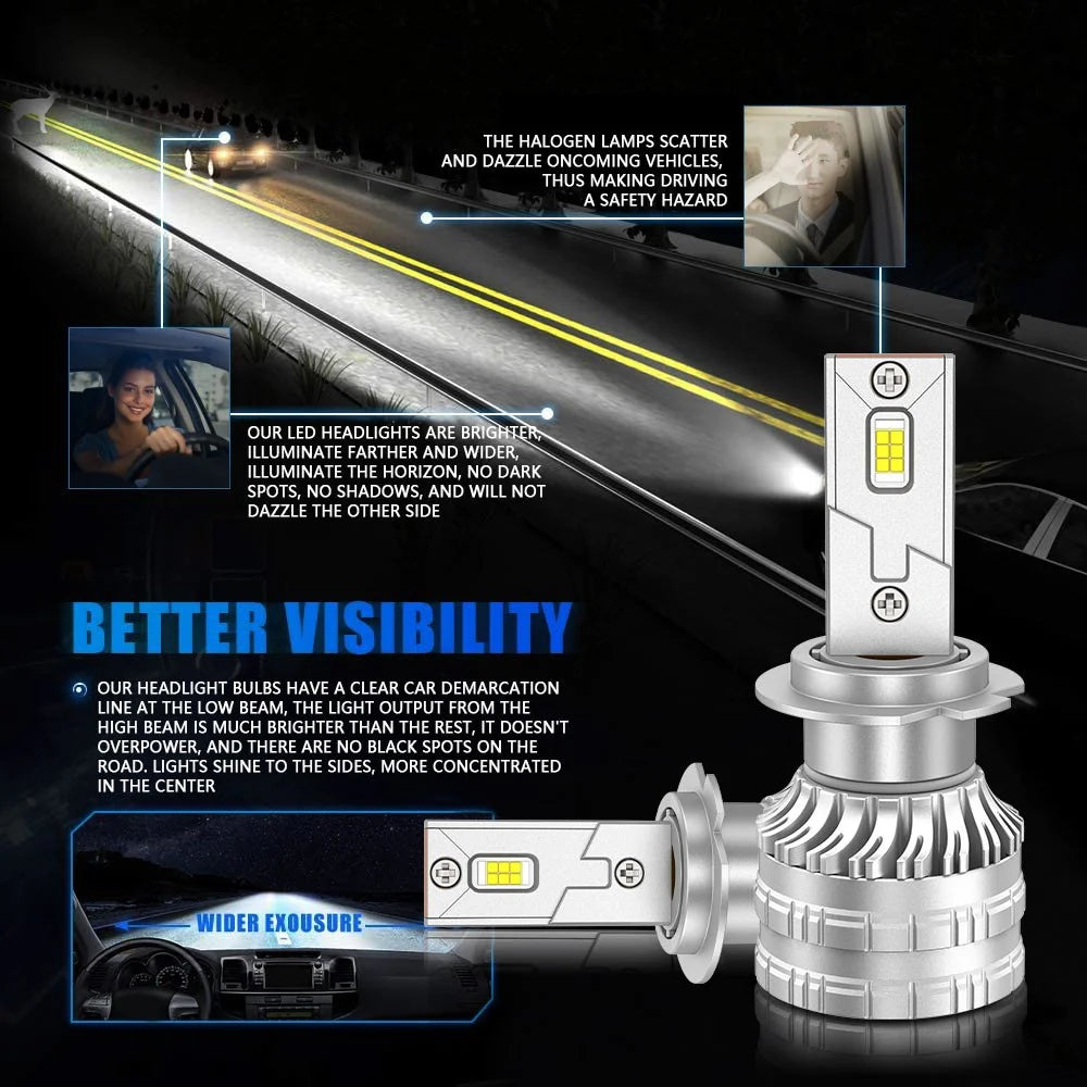 K9S 1 Pair H7 LED Headlight Bulbs 6000K IP68 Waterproof Aluminum Alloy Car Headlamps - 6