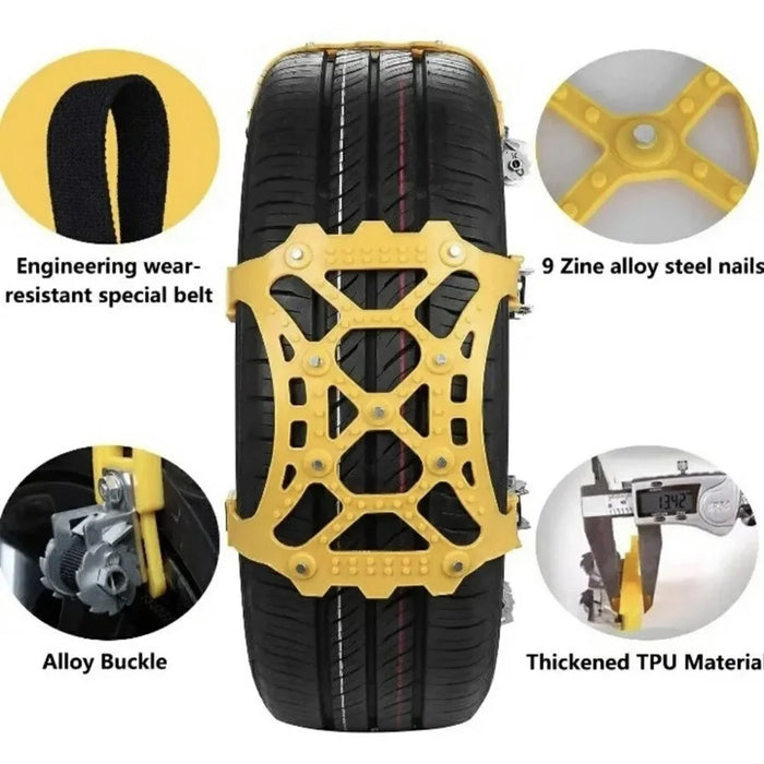 6Pcs Winter Car Tire Snow Chains Anti Skid Automotive Tire Wheels Chains Safety Traction Chains - 6