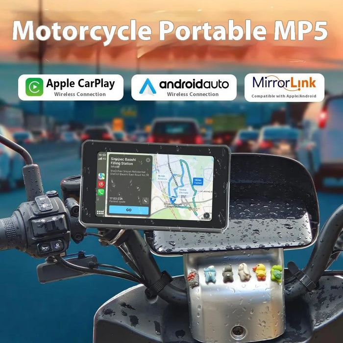 B5354 5 Inch TFT Screen Motorcycle Portable MP5 Player IP65 Waterproof Dual Bluetooth-compatible Wireless CarPlay - 2