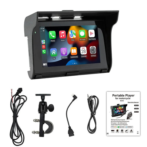 B5350 5 Inch Touch Screen Motorcycle MP5 Player Waterproof Bluetooth-compatible Dash Cam Wireless CarPlay - 1