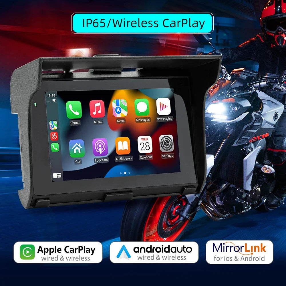 B5350 5 Inch Touch Screen Motorcycle MP5 Player Waterproof Bluetooth-compatible Dash Cam Wireless CarPlay - 2