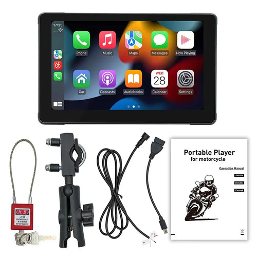 B5351 7 Inch HD IPS Screen Waterproof Motorcycle Dash Cam Dual Bluetooth-compatible CarPlay MP5 Player for Android iOS - 1