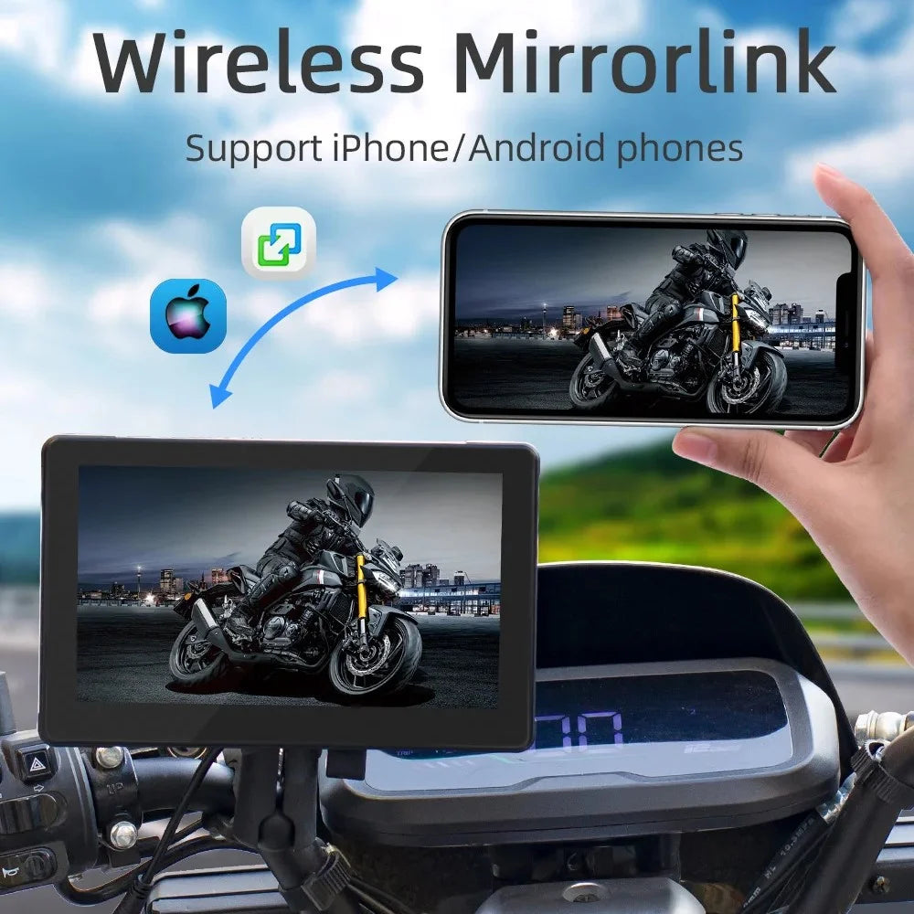 B5351 7 Inch HD IPS Screen Waterproof Motorcycle Dash Cam Dual Bluetooth-compatible CarPlay MP5 Player for Android iOS - 5