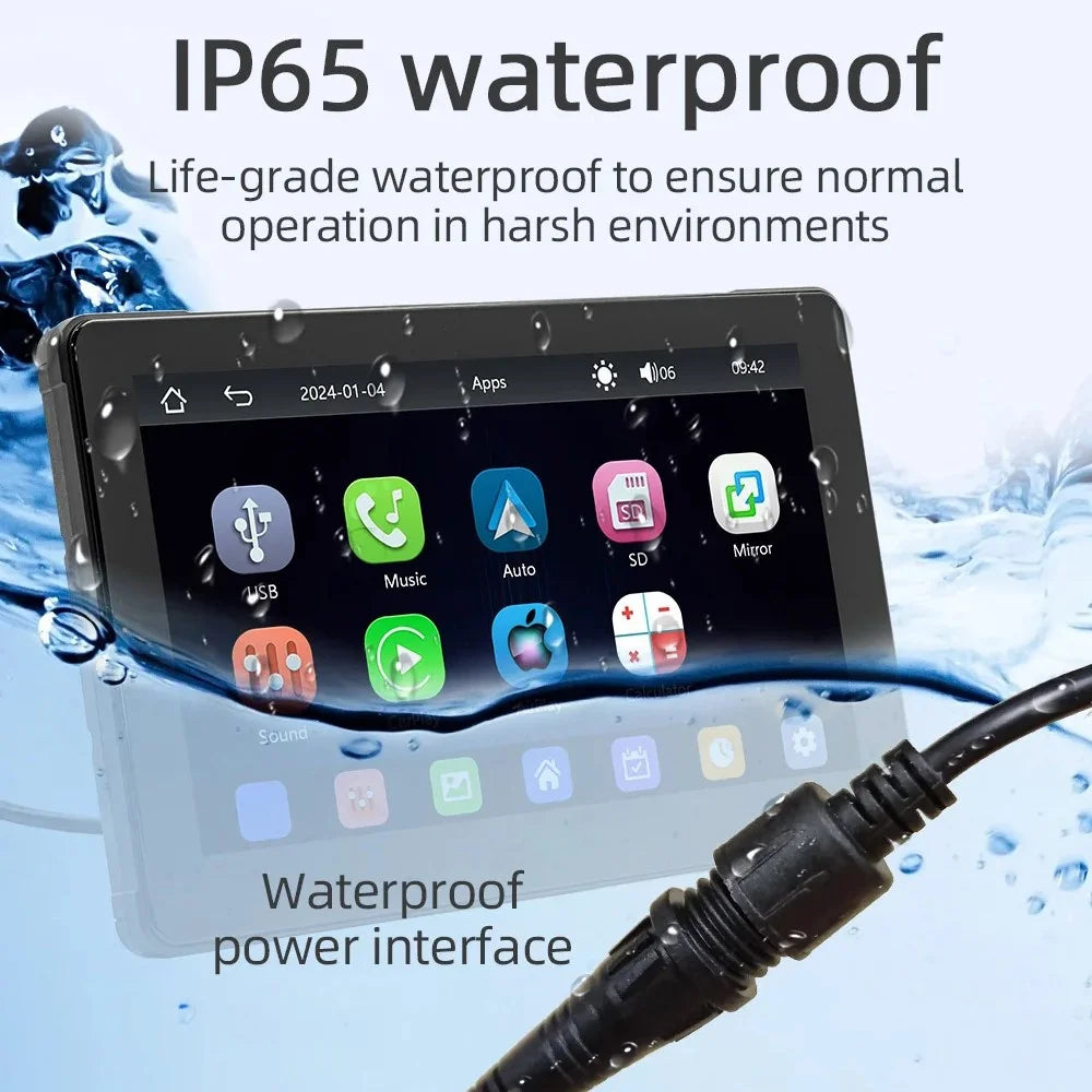 B5351 7 Inch HD IPS Screen Waterproof Motorcycle Dash Cam Dual Bluetooth-compatible CarPlay MP5 Player for Android iOS - 6