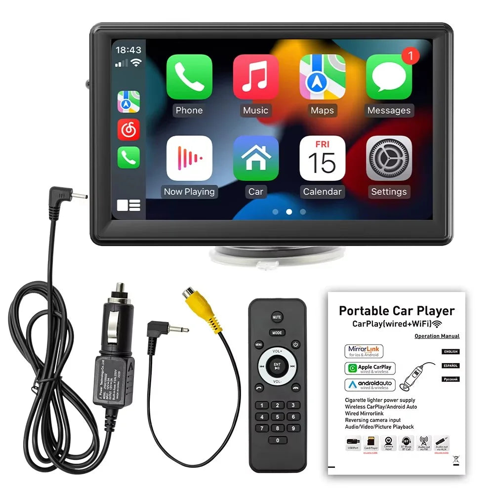 B500W 7 Inch Smart Voice Control Wireless CarPlay MP5 Player FM Transmitter with AHD Function (No Camera) - 1