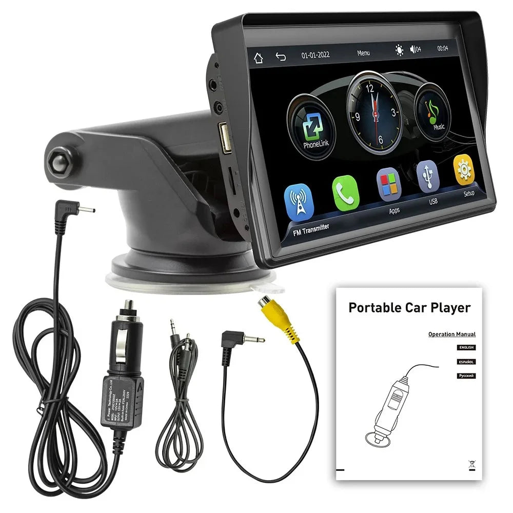 B600A 7 Inch Portable Wireless CarPlay with AHD Function Multiple Media Support Car MP5 Player (No Camera) - 1