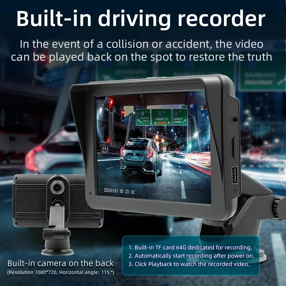 B5570R 7 Inch HD Touch Screen Wireless CarPlay Bluetooth-compatible Car MP5 Player Built In Driving Recorder - 6