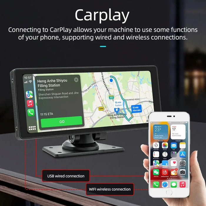 B5303R 10.26 Inch Touch Screen Wireless CarPlay Portable Car FM Radio MP5 Player Built In Driving Recorder - 5