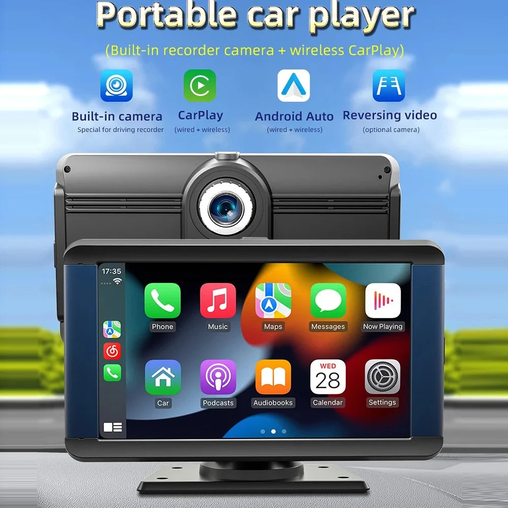 B300R 7 Inch Portable Car MP5 Player Built In Driving Recorder Bluetooth-compatible Wireless CarPlay - 3