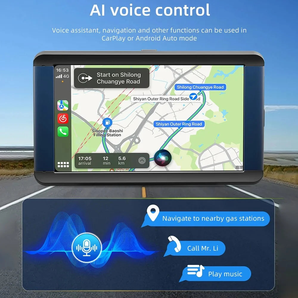 B300R 7 Inch Portable Car MP5 Player Built In Driving Recorder Bluetooth-compatible Wireless CarPlay - 4