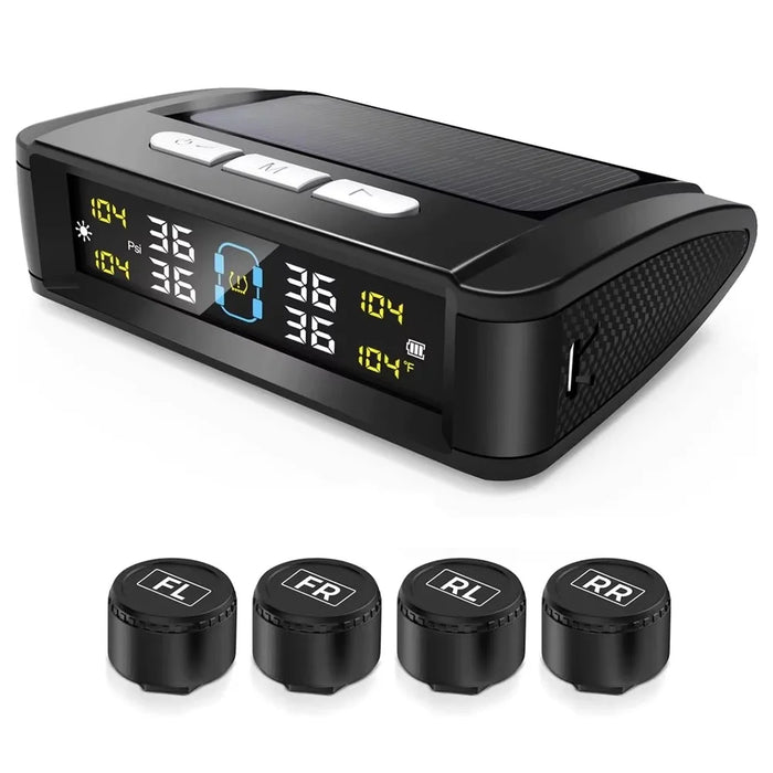 T11 Beep Version Solar  /  USB Dual Power Real Time Display TPMS Tire Pressure Monitoring System with 4 External Sensor - 1