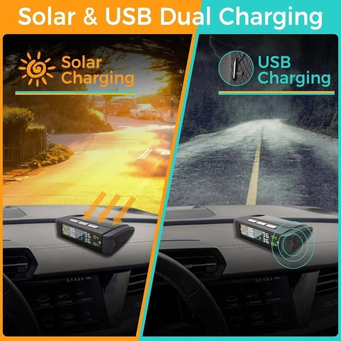 T11 Beep Version Solar  /  USB Dual Power Real Time Display TPMS Tire Pressure Monitoring System with 4 External Sensor - 4