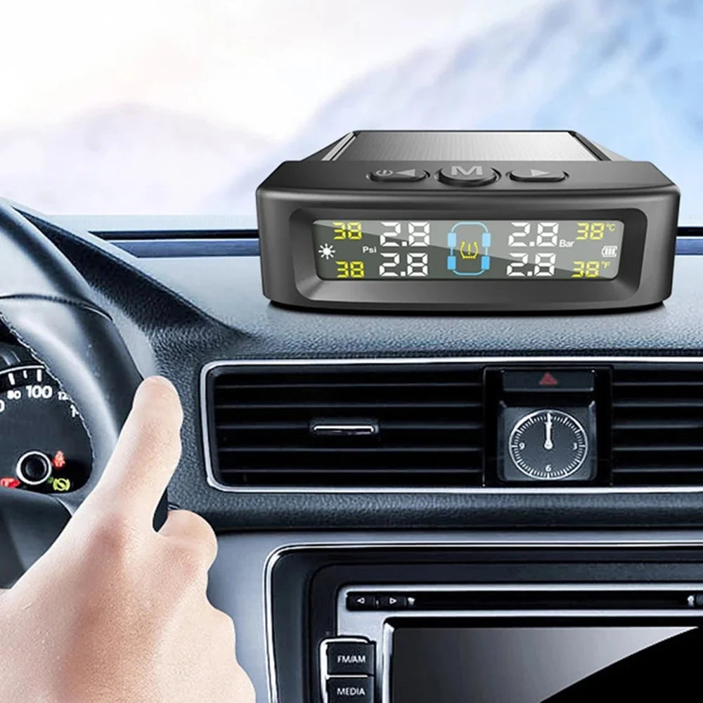 T12 TPMS Tire Pressure Monitoring System for Cars Real Time Display Solar  /  USB Charging with 4 External Sensors - 7