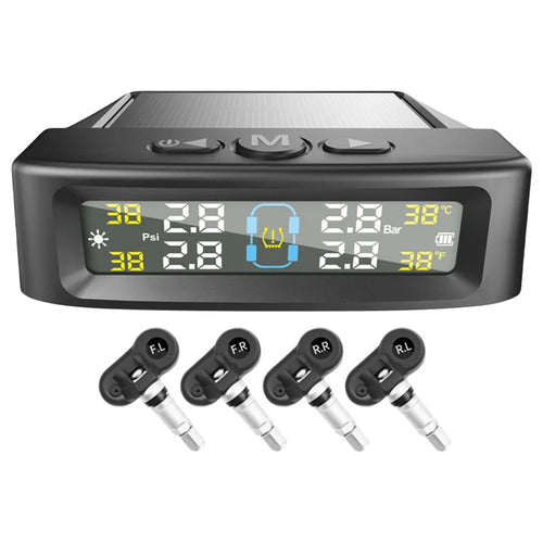 T12 TPMS Tire Pressure Monitoring System for Cars Real Time Display Solar  /  USB Charging with 4 Internal Sensors - 1