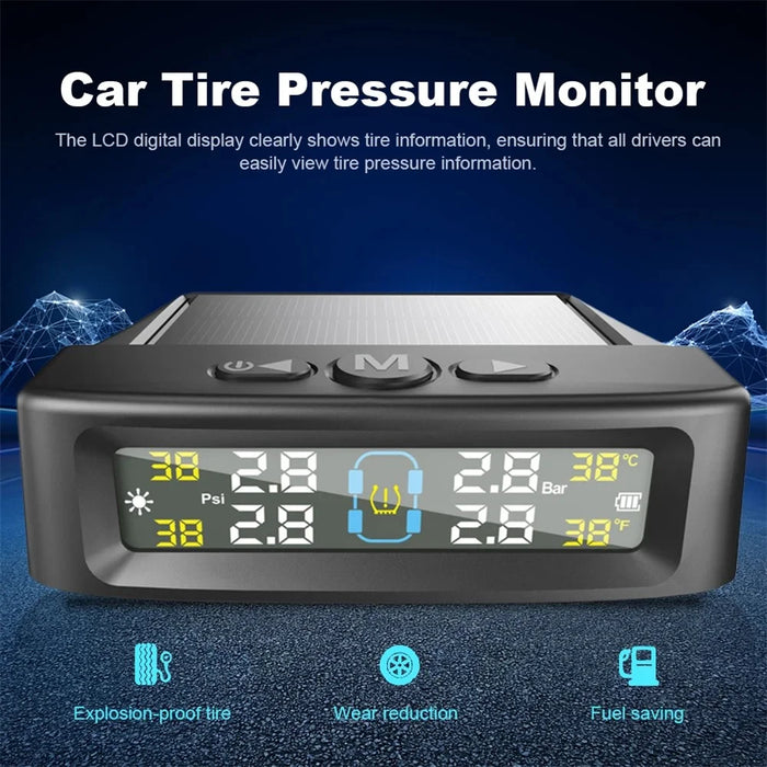 T12 TPMS Tire Pressure Monitoring System for Cars Real Time Display Solar  /  USB Charging with 4 Internal Sensors - 3