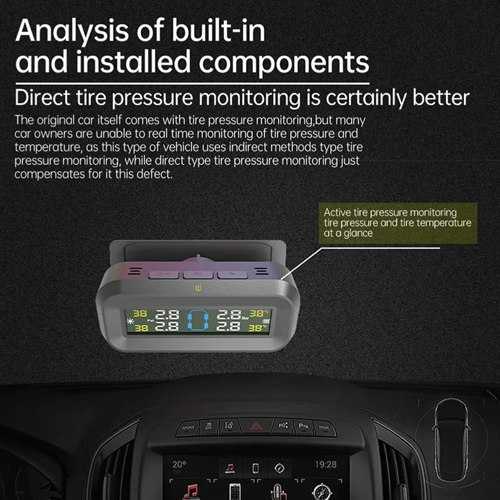 T14 Solar  /  USB Charging Tire Pressure Monitoring System Car TPMS with 4 External Sensors - 3