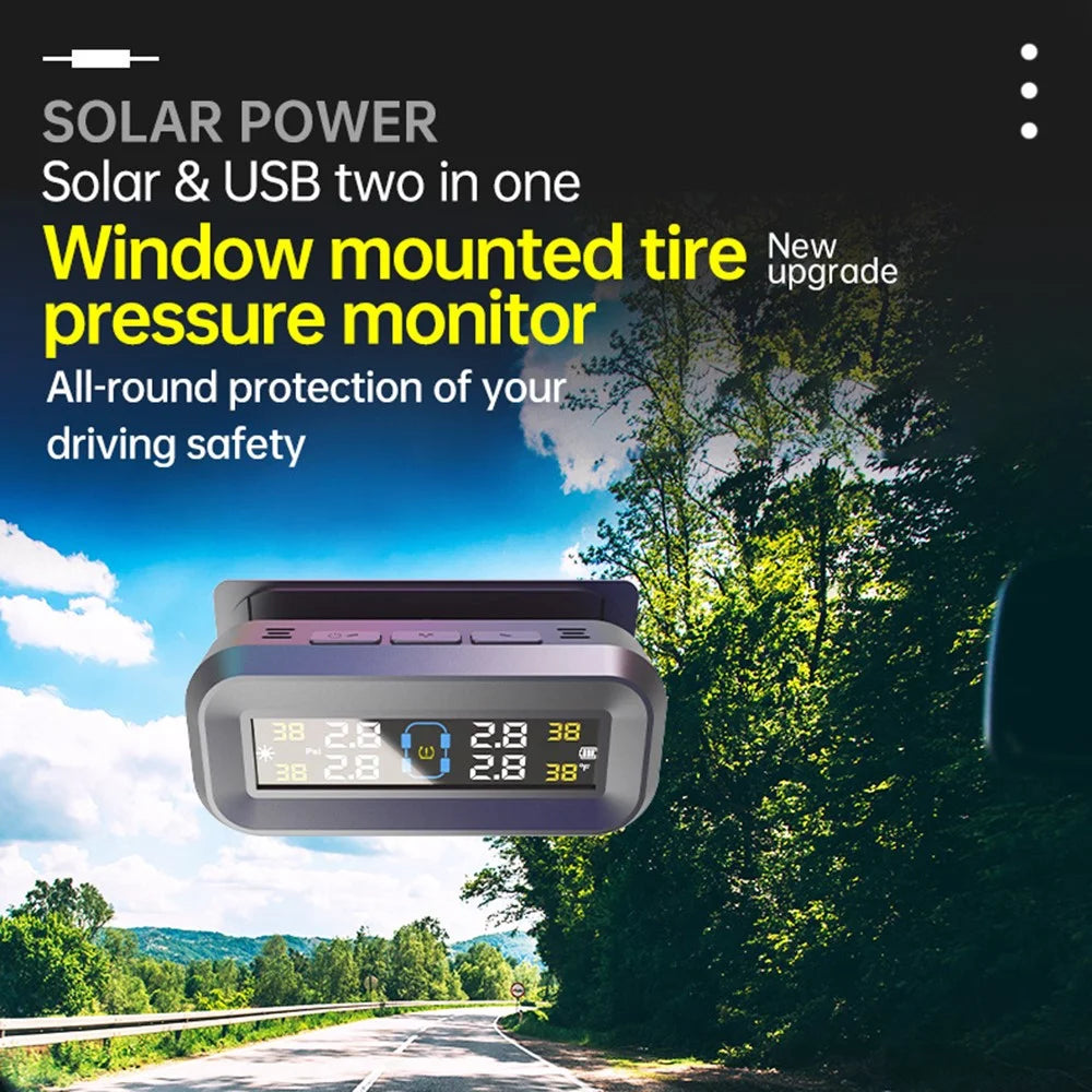 T14 Solar  /  USB Charging Tire Pressure Monitoring System Car TPMS with 4 External Sensors - 4