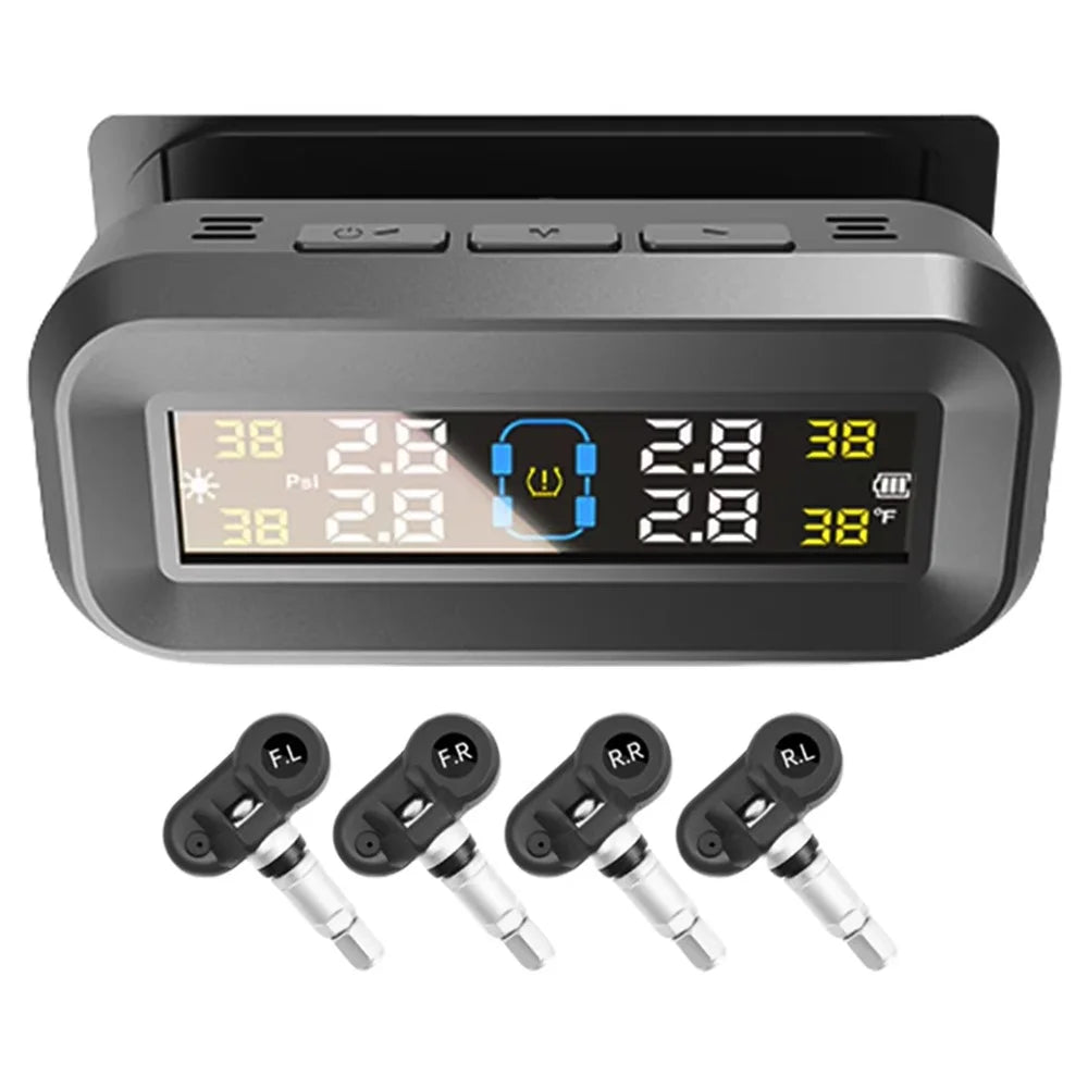 T14 Solar  /  USB Charging Tire Pressure Monitoring System Car TPMS with 4 Internal Sensors - 1