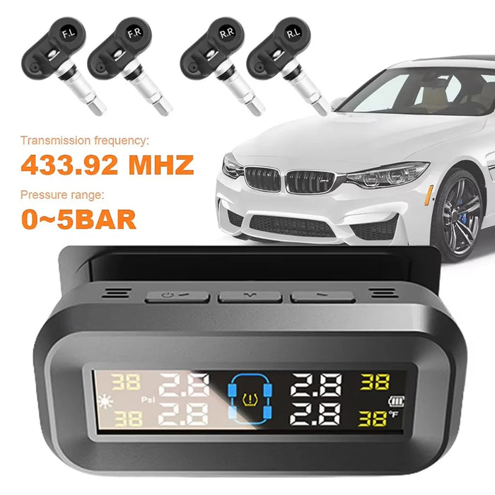 T14 Solar  /  USB Charging Tire Pressure Monitoring System Car TPMS with 4 Internal Sensors - 2