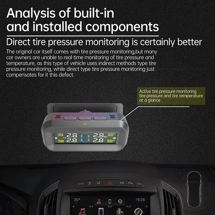 T14 Solar  /  USB Charging Tire Pressure Monitoring System Car TPMS with 4 Internal Sensors - 4