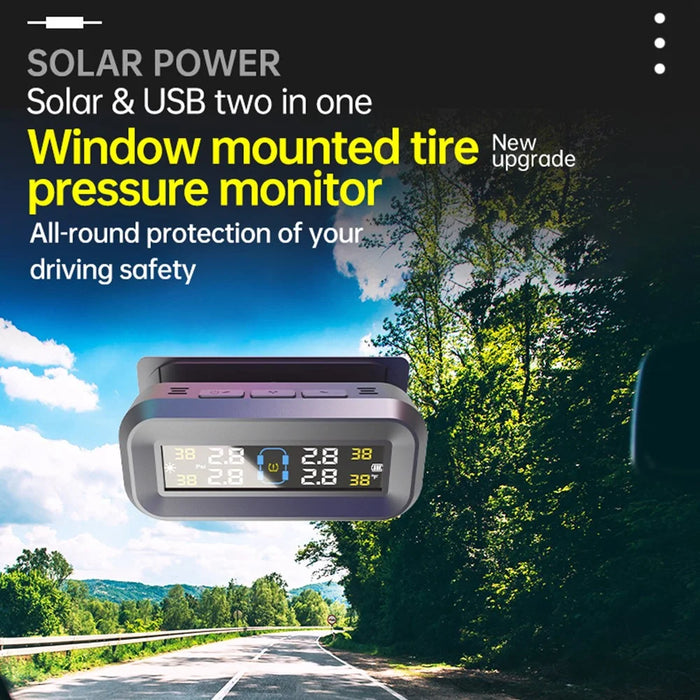 T14 Solar  /  USB Charging Tire Pressure Monitoring System Car TPMS with 4 Internal Sensors - 5