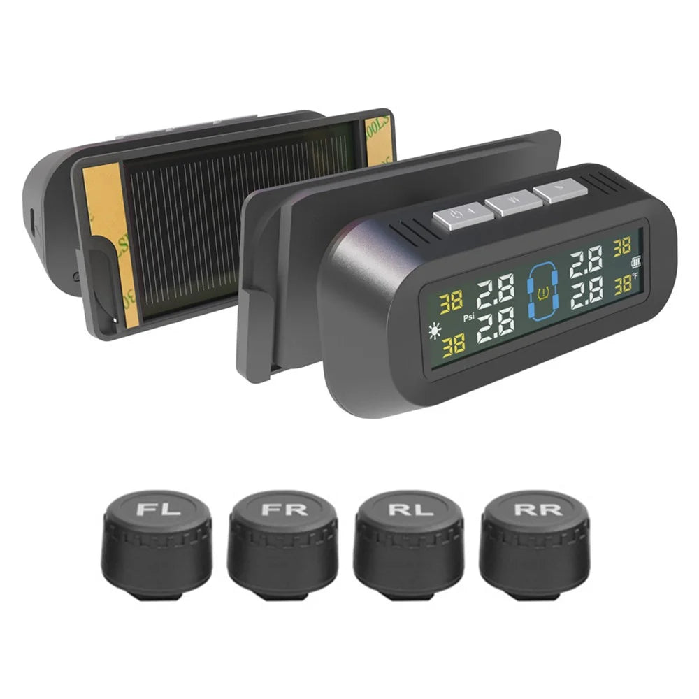 T13 Car TPMS Real Time Display Solar  /  USB Charging Tire Pressure Monitoring System with 4 External Sensors - 1