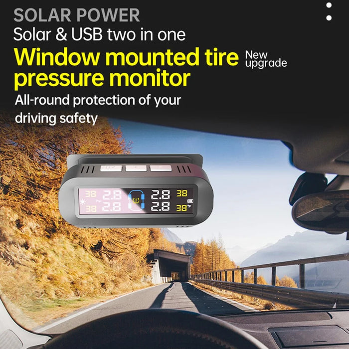 T13 Car TPMS Real Time Display Solar  /  USB Charging Tire Pressure Monitoring System with 4 External Sensors - 7
