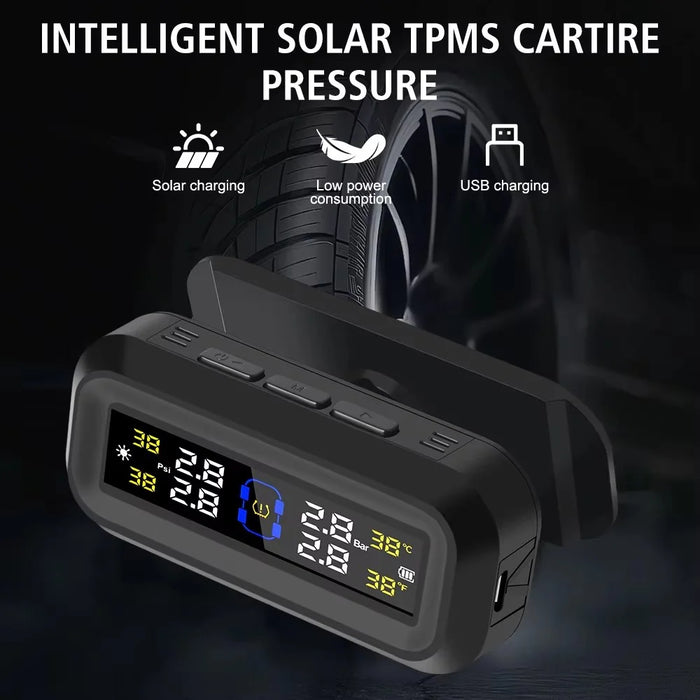 T13 Car TPMS Real Time Display Solar  /  USB Charging Tire Pressure Monitoring System with 4 Internal Sensors - 3