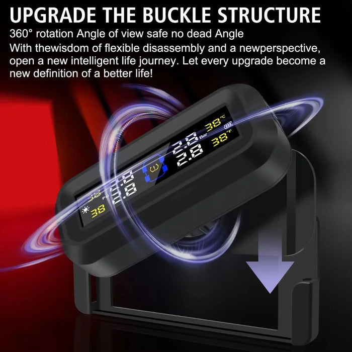 T13 Car TPMS Real Time Display Solar  /  USB Charging Tire Pressure Monitoring System with 4 Internal Sensors - 4