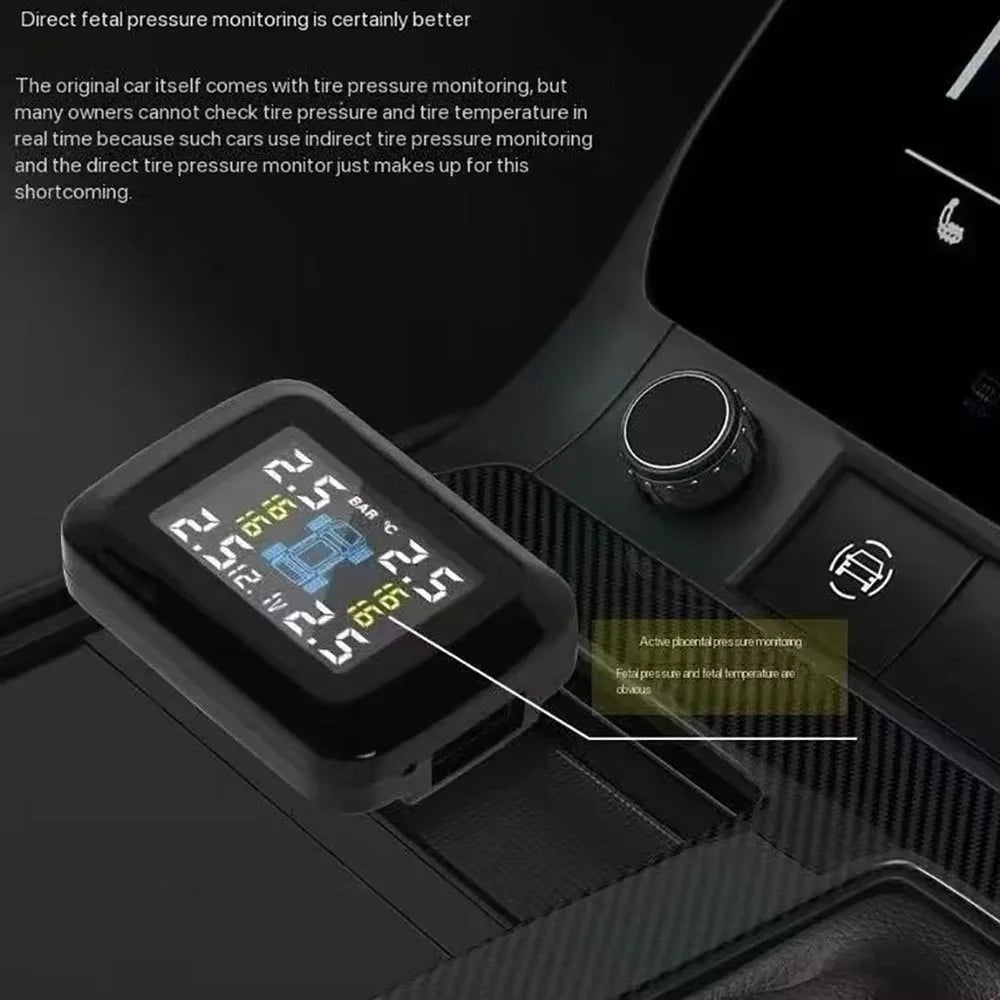 TY09 Car Tire Pressure Monitor TPMS Cigarette Lighter Real-Time Monitoring Device with 4 External Sensors - 4