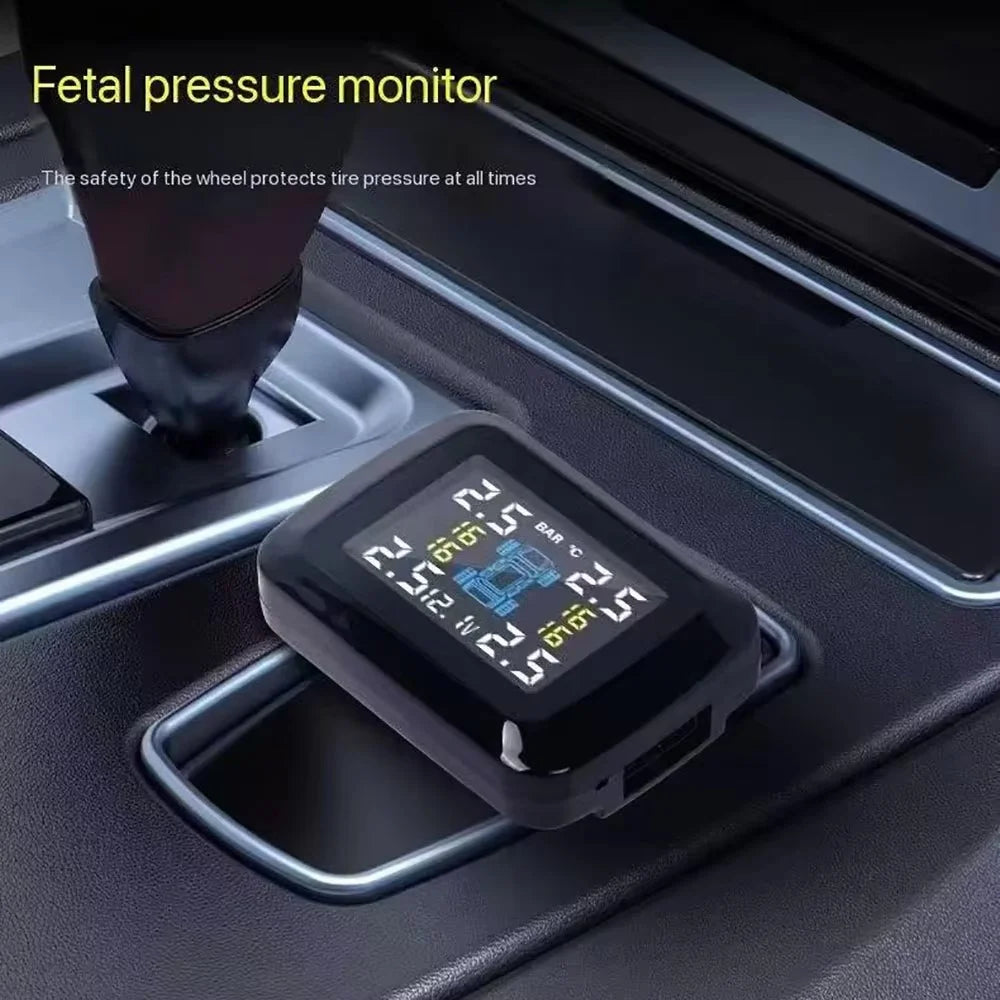 TY09 Car Tire Pressure Monitor TPMS Cigarette Lighter Real-Time Monitoring Device with 4 External Sensors - 5