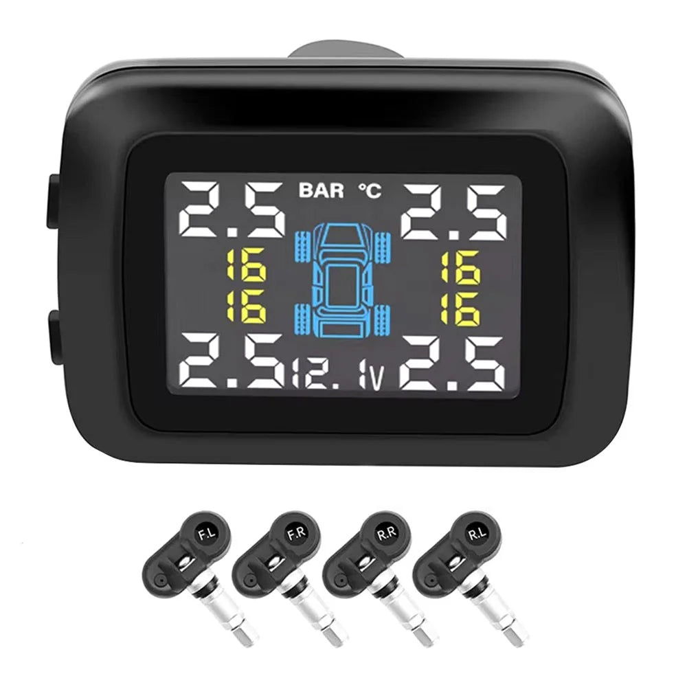 TY09 Car Tire Pressure Monitor TPMS Cigarette Lighter Real-Time Monitoring Device with 4 Internal Sensors - 1
