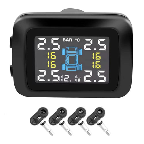 TY09 Car Tire Pressure Monitor TPMS Cigarette Lighter Real-Time Monitoring Device with 4 Internal Sensors - 1