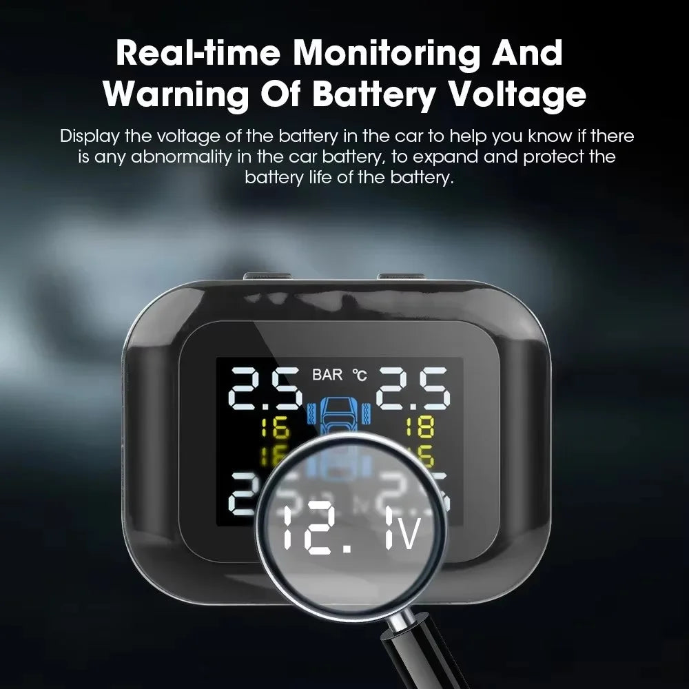 TY09 Car Tire Pressure Monitor TPMS Cigarette Lighter Real-Time Monitoring Device with 4 Internal Sensors - 3
