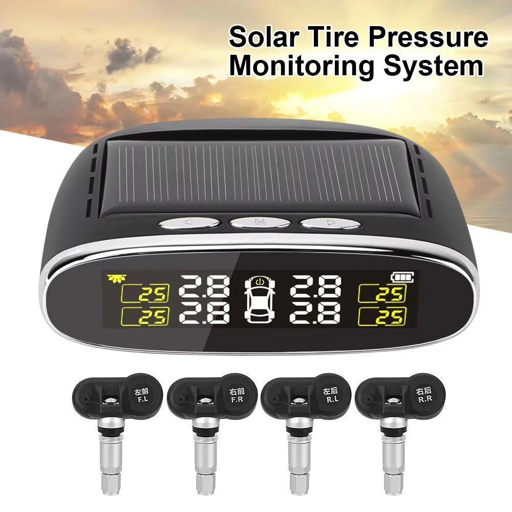 TY07 Solar Powered TPMS Wireless Car Tire Pressure Monitoring System with 4 Internal Sensors - 2
