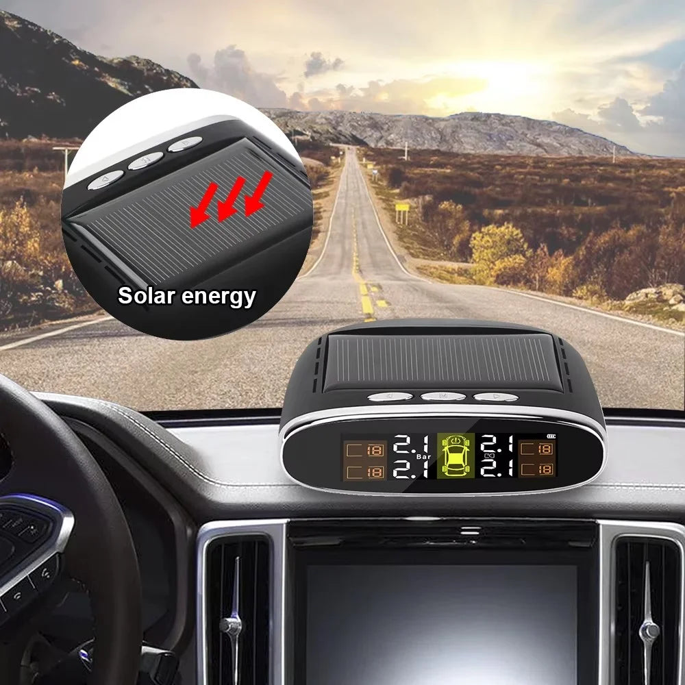TY07 Solar Powered TPMS Wireless Car Tire Pressure Monitoring System with 4 Internal Sensors - 6