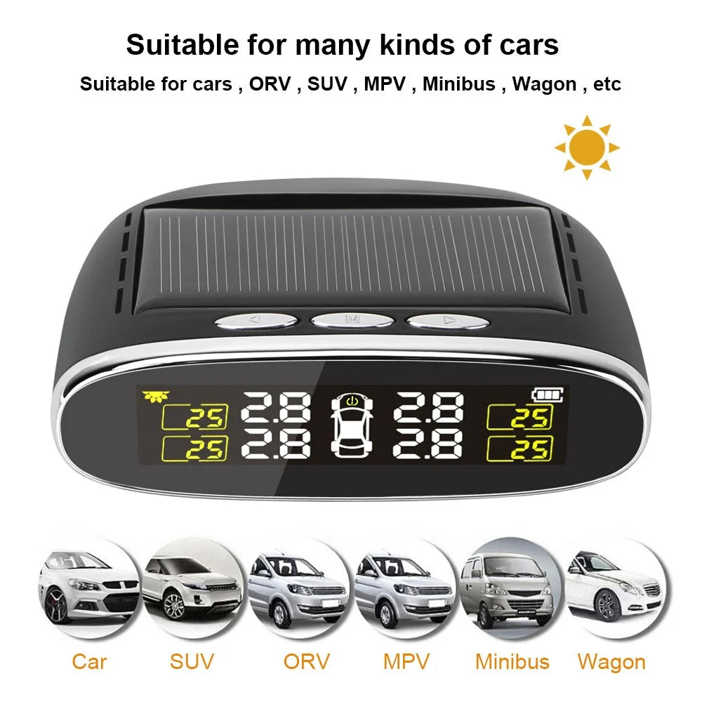 TY07 Solar Powered TPMS Wireless Car Tire Pressure Monitoring System with 4 Internal Sensors - 7