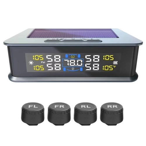 T15 Solar TPMS Car Tire Pressure Cabin Temperature Monitoring System with 4 External Sensors - 1