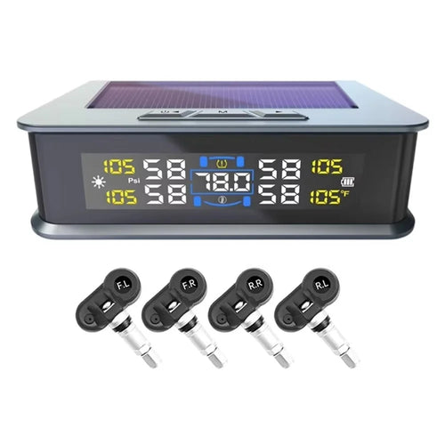 T15 Solar TPMS Car Tire Pressure Cabin Temperature Monitoring System with 4 Internal Sensors - 1