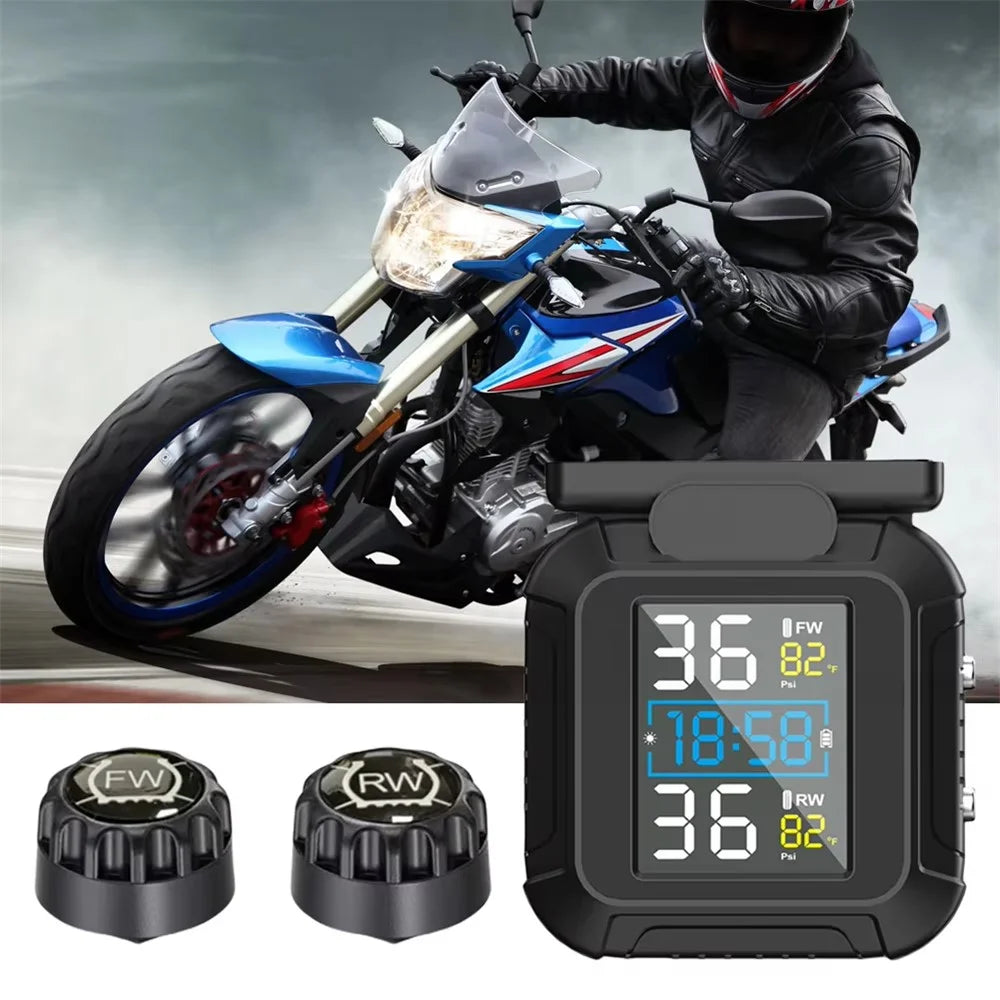 MT20 USB / Solar Charging Motorcycle TPMS Tire Pressure Monitoring System with Real Time Display - 4