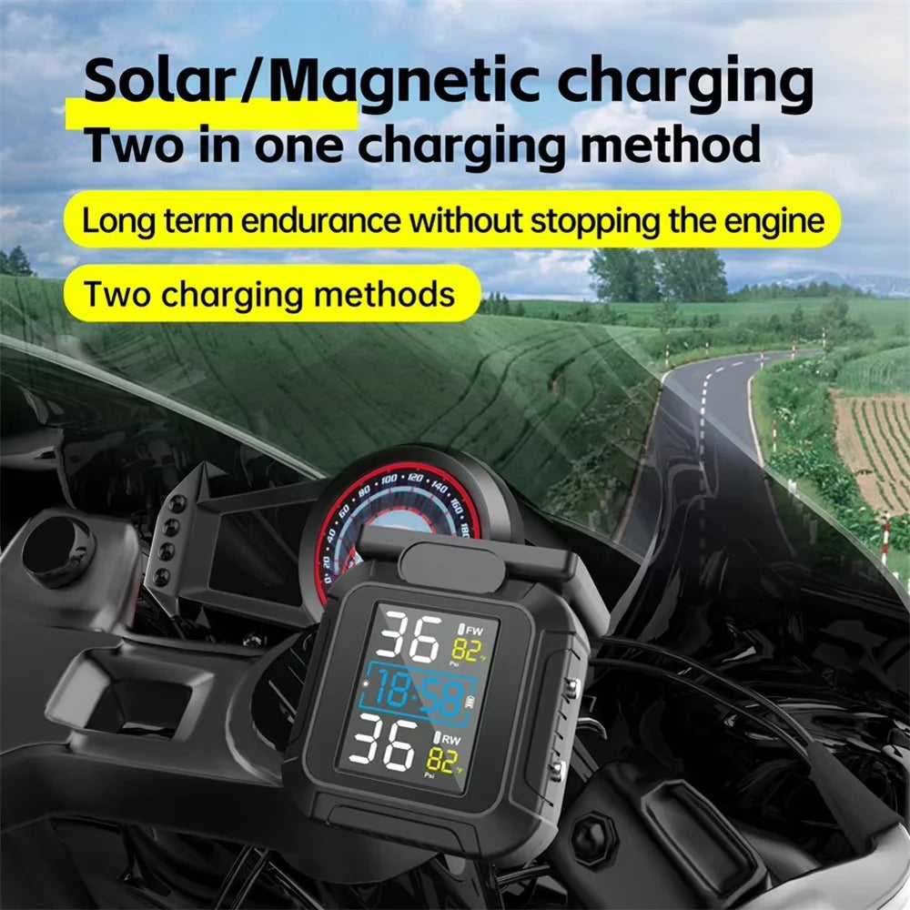MT20 USB / Solar Charging Motorcycle TPMS Tire Pressure Monitoring System with Real Time Display - 6