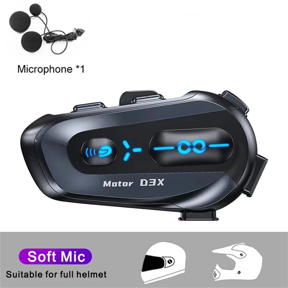 D3X For Motorcycle Helmet Bluetooth-compatible Headset 600m Half Duplex Intercom System - Soft Mic - 2