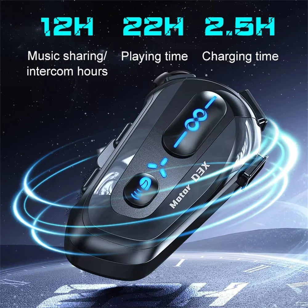 D3X For Motorcycle Helmet Bluetooth-compatible Headset 600m Half Duplex Intercom System - Soft Mic - 7