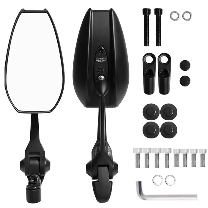 AOS4 Rotatable Side Mirror for Motorcycle Plastic + Aluminum Universal Rearview Mirror, White - 1