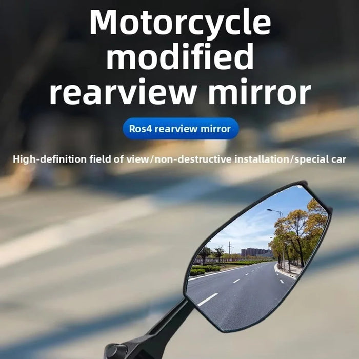 AOS4 Rotatable Side Mirror for Motorcycle Plastic + Aluminum Universal Rearview Mirror, White - 2