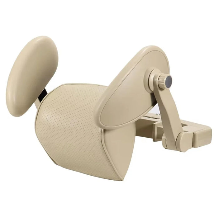 Car Side Sleeping Headrest Neck Support Pillow Leather + Memory Foam Backseat Sleep Aid Cushion - Khaki - 1