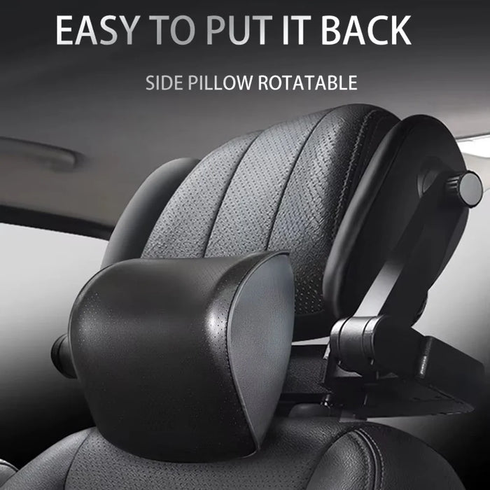 Car Side Sleeping Headrest Neck Support Pillow Leather + Memory Foam Backseat Sleep Aid Cushion - Khaki - 7