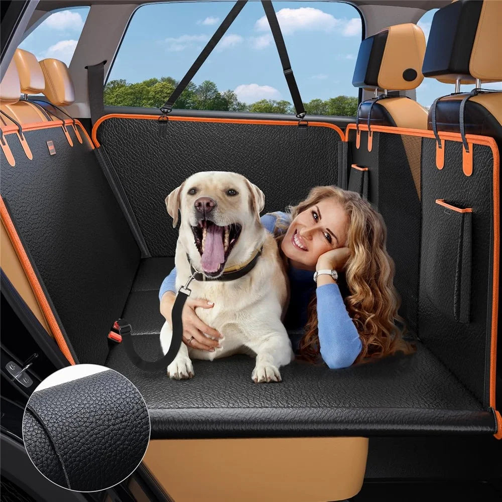 PU Leather Car Pet Seat Cover for Dogs Extended Hammock Scratch Resistant Backseat Protector - 1